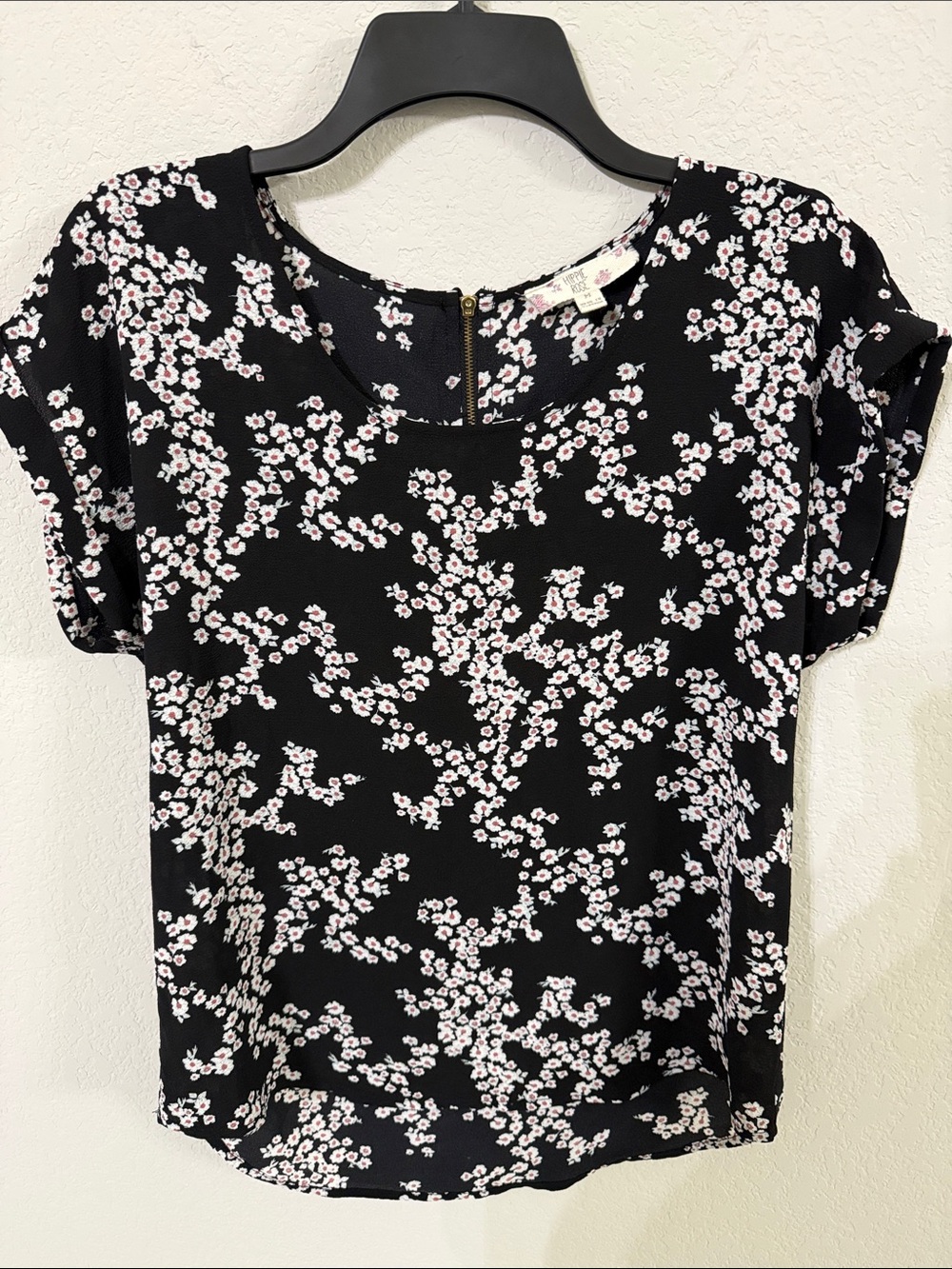 Hippie Rose Black and White Floral Blouse